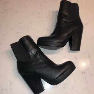 Black pleather booties
